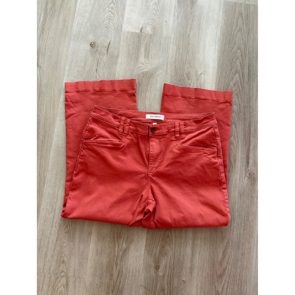 Lila Ryan Women 14 Cropped Wide Leg Pants Burnt Orange Stretch Beach Vacation